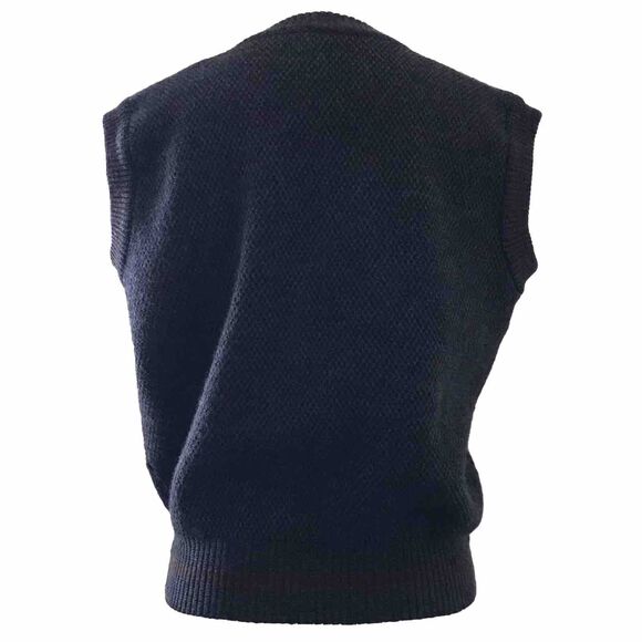 Vintage Gray Wool Sleeveless V Neck Dark Academia Preppy Unisex Sweater Vest - M - Picture 5 of 9